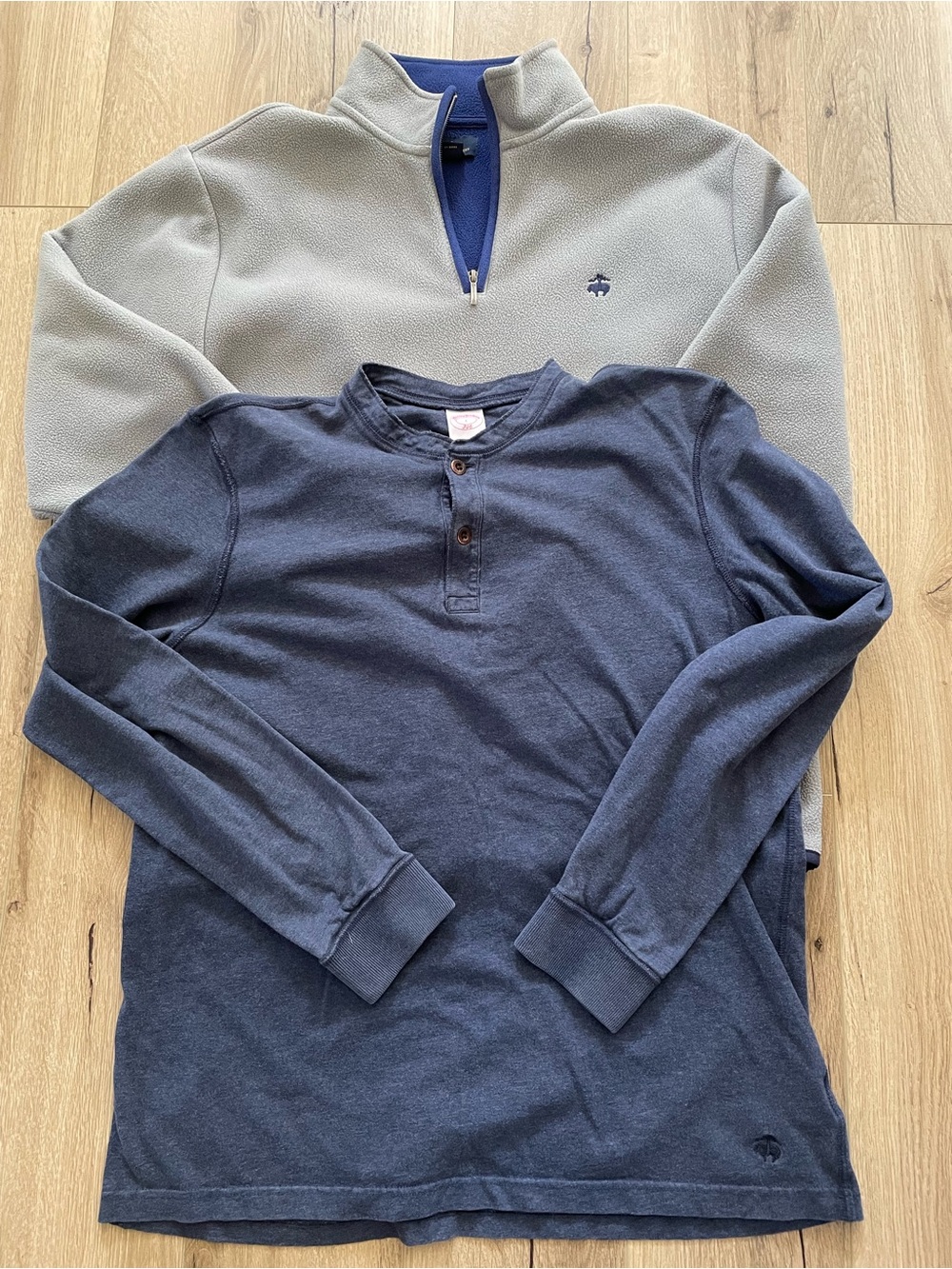 Bundle lot pair Brooks brothers fleece quarter zip Henley both L